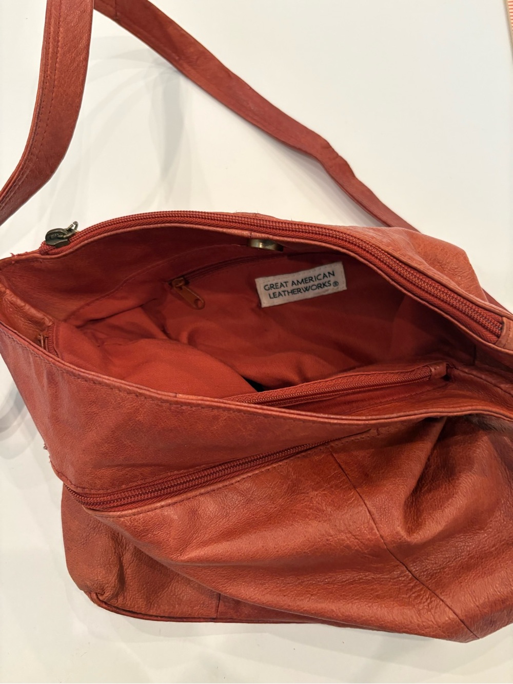 Everyday Rust Crossbody Shoulder Bag -leather-country-boho -office -casual- - Picture 6 of 8